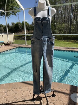 Celebrity Pink Overalls 29 Jeans Stretch Denim Side Zipper Light Blue  EUC