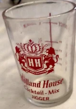 Vintage Shot Glass Holland House Jigger Cocktail With Measurements Collector
