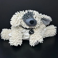 Lovesac Zoobies Nooder White Gray Spot Dog Plush Fringe Pillow Stuffed Animal