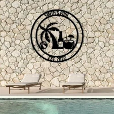 Family Pool Metal Sign Décor, Custom Family Name Home Decor, Pool Signs