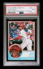 2018 topps update #83-12 juan soto rc; black 222/299 rookie variation PSA 9