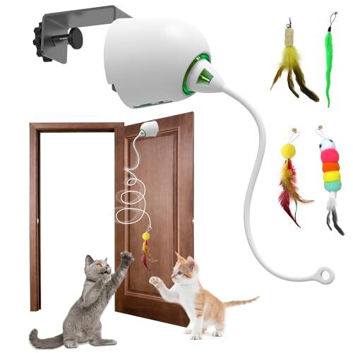Cat Toys Hanging Door Automatic Cat Toy Interactive Elastic Rope with White