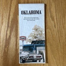 Texaco Map Oklahoma Tulsa Oklahoma City 1972 Gas Oil Advertising Folding Street
