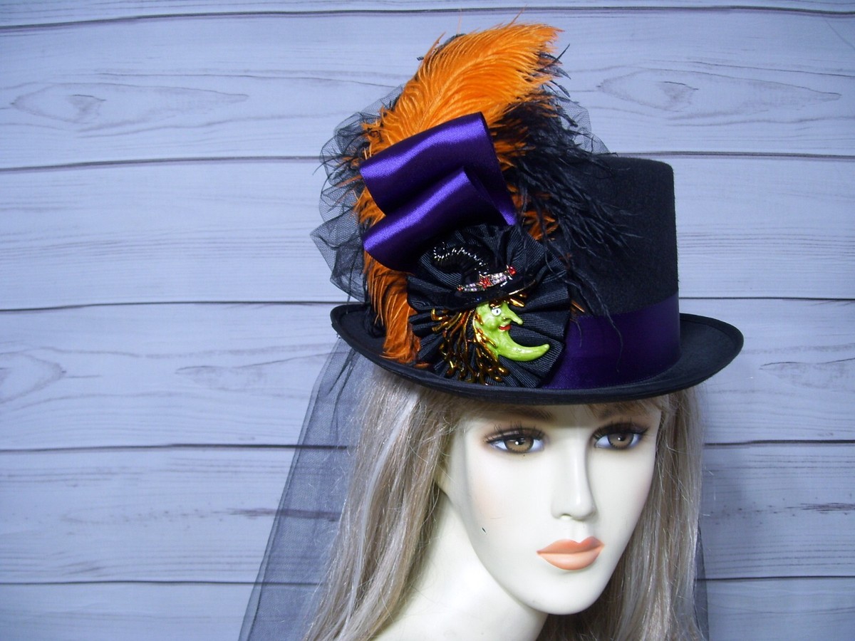 Top hat for tea parties, Halloween... Elegant Fascinator Hat - Womens Feather & Sequin Headband  main image 2