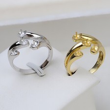 .925 Sterling Silver 4-pearl Empty Ring Setting Diy Prong Mount Fit 5-6mm Beads