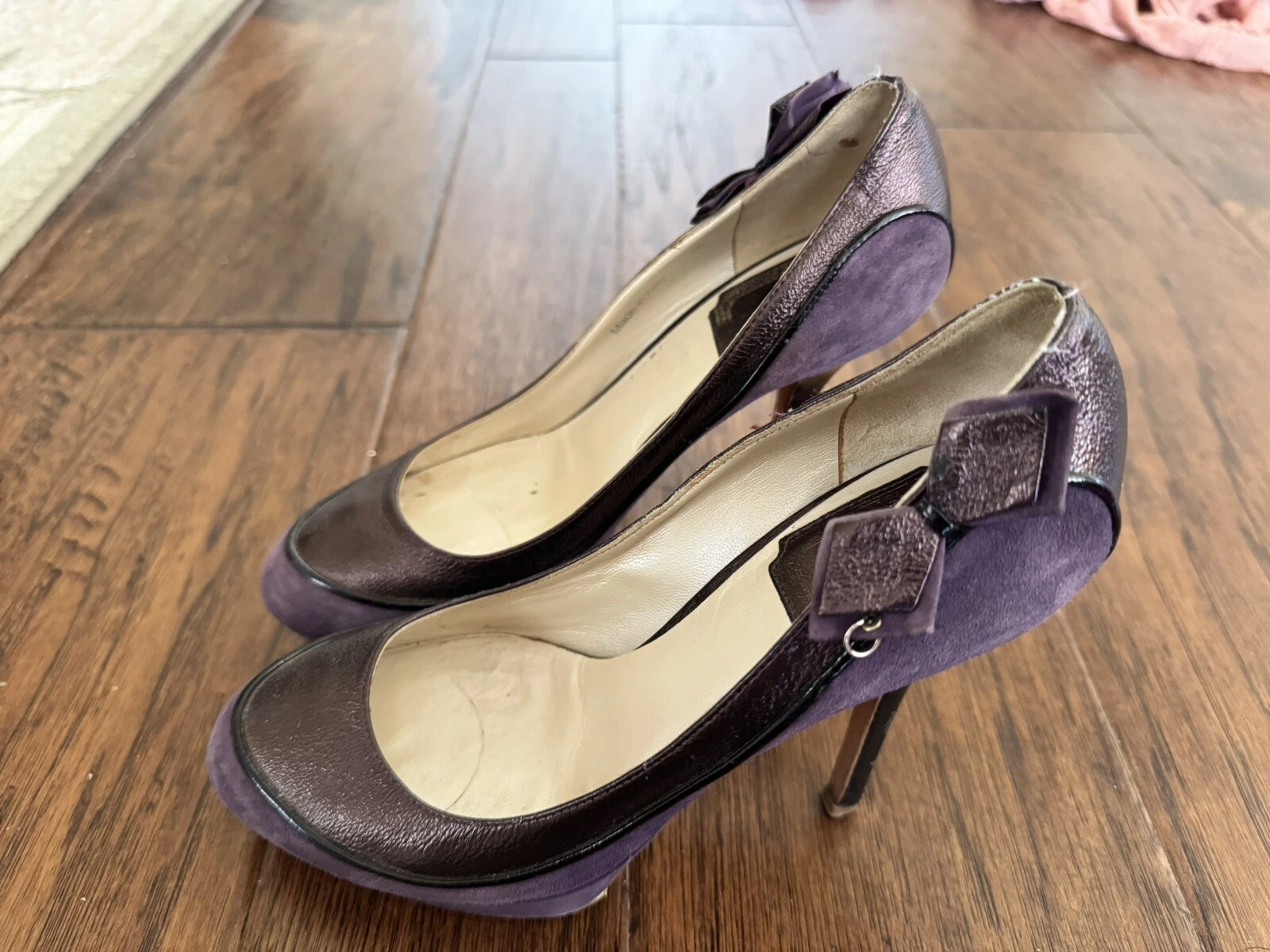 Chaussures Christian Dior cuir/suède violet 35,5 US 5,5 talon 3 1/2 neuves