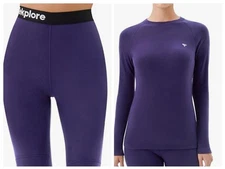 tekplore Layer Thermal Pants &Shirt Midweight Fleece Warm Set, Sz. Small 