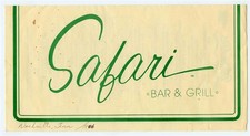 Safari Bar Grill Menu Elephant Bar Nashville Tennessee 1986
