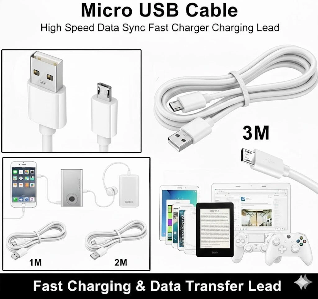 Set di ricarica Micro-USB (5 W), Alimentazione con cavo Micro-USB 1 m