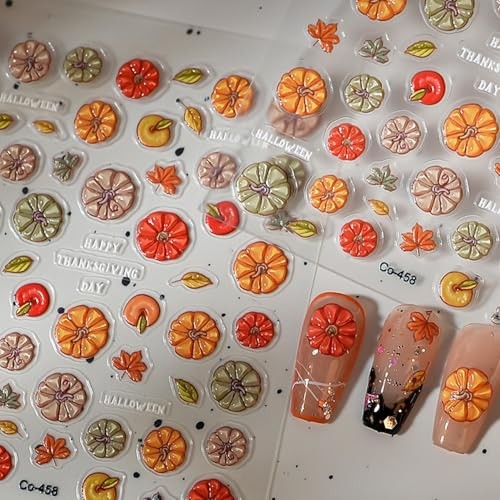 1 Sheets Fall Nail Stickers for Nail Art 5D Self-Adhesive Embossed Fall-4 - Bild 6 von 7