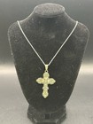 Estate Signed MEXICO CII 925 Sterling Silver Cross Pendant & Necklace Crucifix — photo 1
