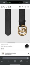 New Authentic Women Gucci Marmont GG Big Logo Leather Wide Belt Black Size 100