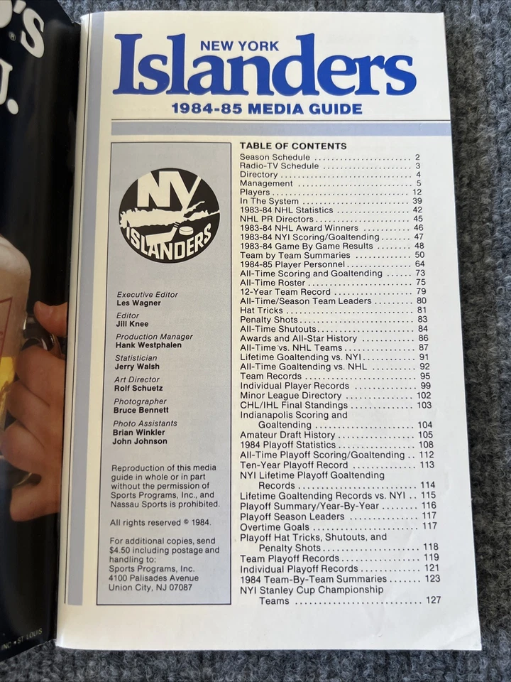 Guía de medios de los New York Islanders 1984-85 Mike Bossy NHL hockey Foto 2 de 4