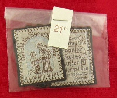BROWN SCAPULAR Mary Saint Simon Stock BEHOLD THE SIGN OF SALVATION Mount Carmel