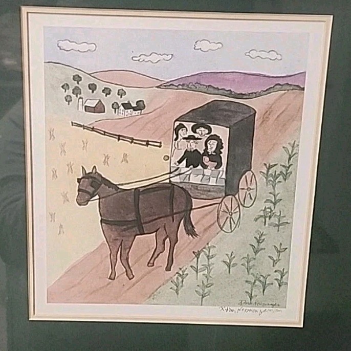 Farmhouse, Xtian Newswanger Coming Home From Church Print Signed & Numbered 1988