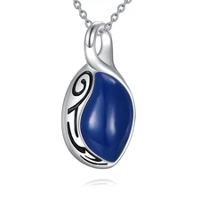 Lapis Lazuli Necklace Sterling Silver Teardrop Pendant Jewelry for Women Men ...