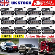 12x 4 LED Amber Recovery Strobe Flashing Grille Lightbar Lamp Truck Beacon Light