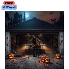 7 x 16 Ft Halloween Garage Door Cover - Large Scary Movie Killer Backdrop Garage