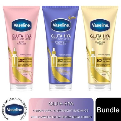 Vaseline Gluta Hya Lotion Bundle Dewy&Overnight Radiance mit Flawless Glow3x200ml