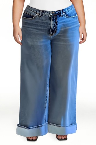 Jessica Simpson Damen Freesie weites Bein Bündchen Jeans reflektierend Größe 16