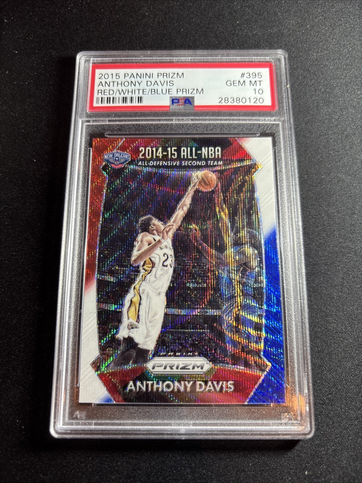 2015-16 Panini Prizm Anthony Davis Red White Blue All-NBA PSA 9 Pelicans