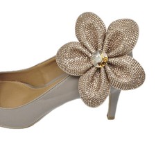 Gold Color Flower Shoe Clips, Prom, Wedding Shoe Accessories, 2pcs