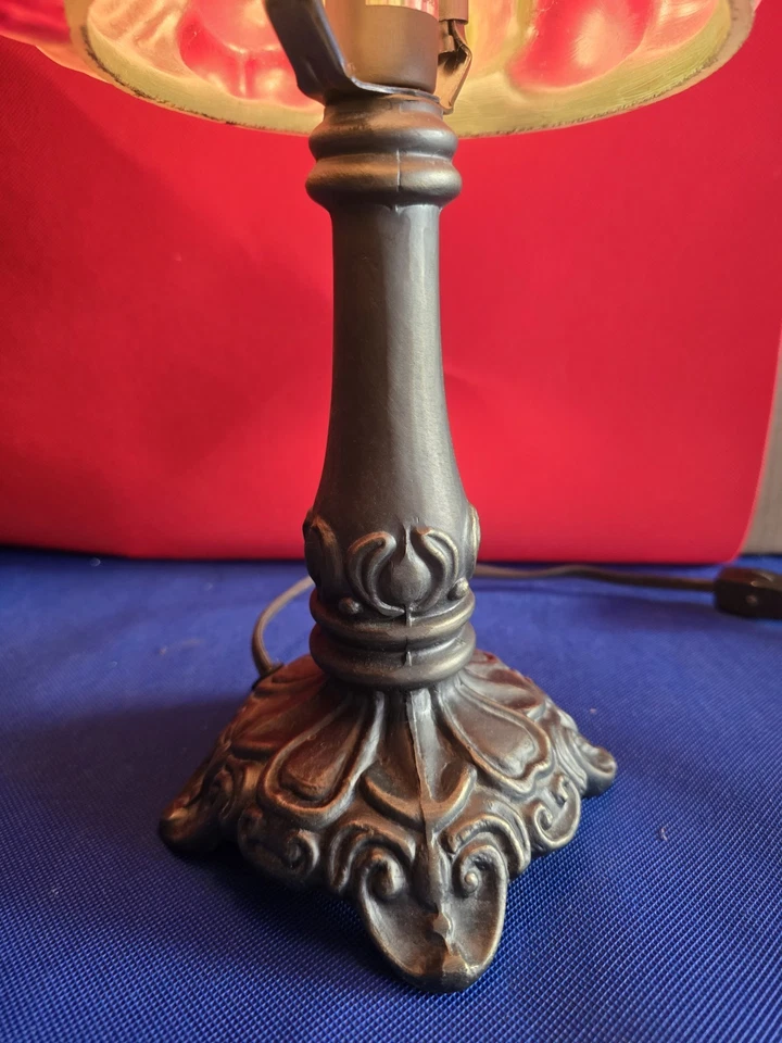 Antique Reverse Painted Table Lamp Puffy Pairpoint Style Fruit 16" Tall A025 - Image 2 of 4