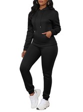 Jogger Sets for Women 2 Piece Sweatsuit Hoodie and Sweatpants Sets Black Medium