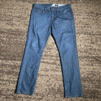 VOLCOM Jeans Mens 33x30 Blue Denim Dark Wash Stretch Vorta Slim Straight Leg