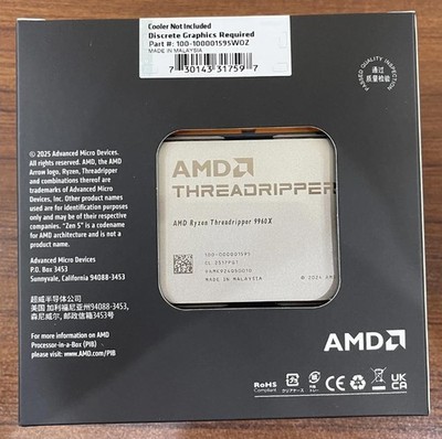AMD Ryzen Threadripper 9960X 24Core 4.2GHz~5.4GHz 350W TRX50 CPU Processor