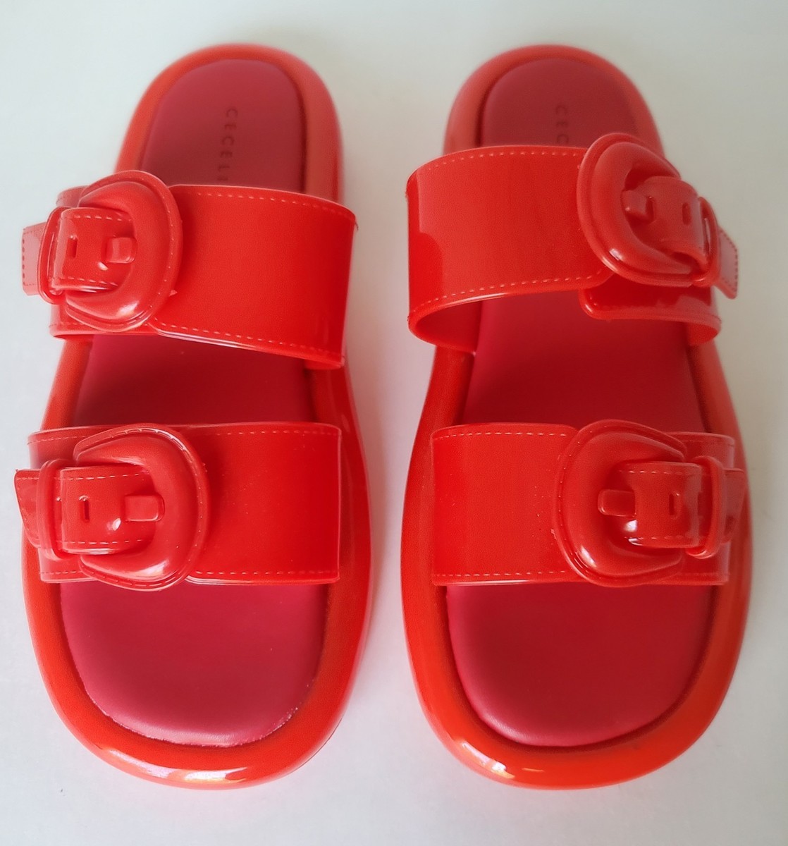 Cecelia New York Jump Jelly Buckle Slide Sandal In Red Size 7 New
