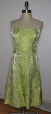 VTG Ann Taylor Size 6 Silk Blend Floral Fit Flare Strapless Dress Green Formal