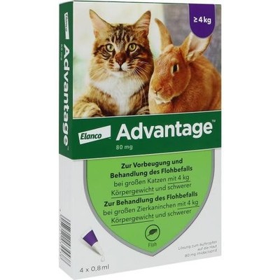 ADVANTAGE 80 mg f.gr.Katzen u.gr.Zierkaninchen 4X0.8 ml PZN 9670104