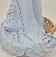 Vintage 2002 Gymboree Baby Blanket Blue Puppy Dog Car Reversible Cotton Y2K Rare