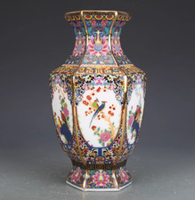 Nice Collectable Art Chinese Hand Painting Famille Rose Porcelain Bird Vase