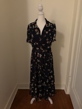 DKNY Women's Floral Print DRESS MIDI 12 Spring Summer Wedding Guest Graduation