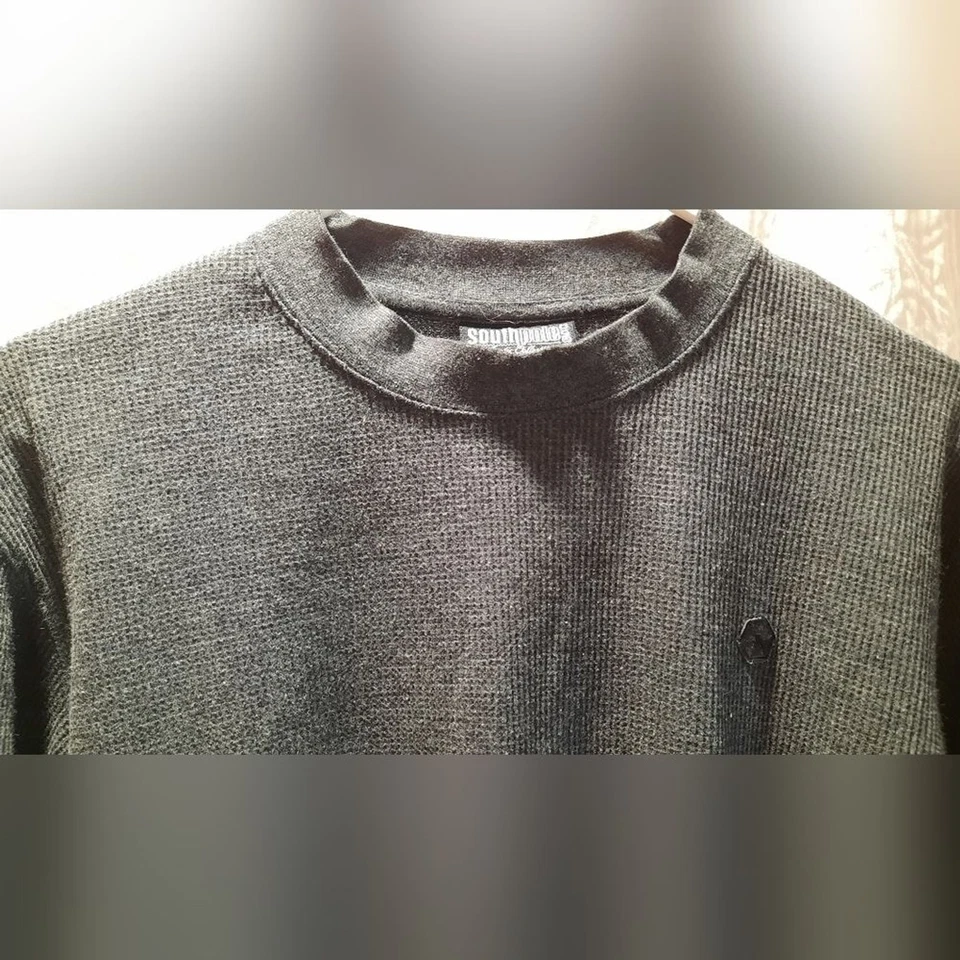 Southpole 衬衫男式大号深灰色保暖街头服饰 Grunge 90 年代 — 第 3/4 张图片