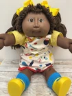 1986 KT Cabbage Patch Kids AA African #12 Girl Vintage Doll Color Block Outfit