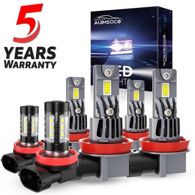 H9+H11+H11 LED Headlight + Fog Light Bulbs Kit For Chevrolet Malibu 2006-2012