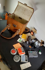 Minolta SR-T 101 35mm SLR Film Camera with 2 Lenses, Flash, Light Meter,  Case