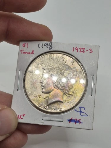 1922 S Peace Silver Dollar ☆ 1198 ☆ Nice Bu Gem With Rainbow Toning