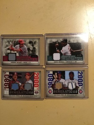 2008 SP Legendary Cuts (4)card LOT Numbered Johnny Bench Eddie Murray Game Used