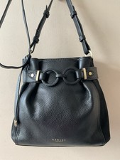 RADLEY real leather land suede ladies black bucket bag shoulder bag