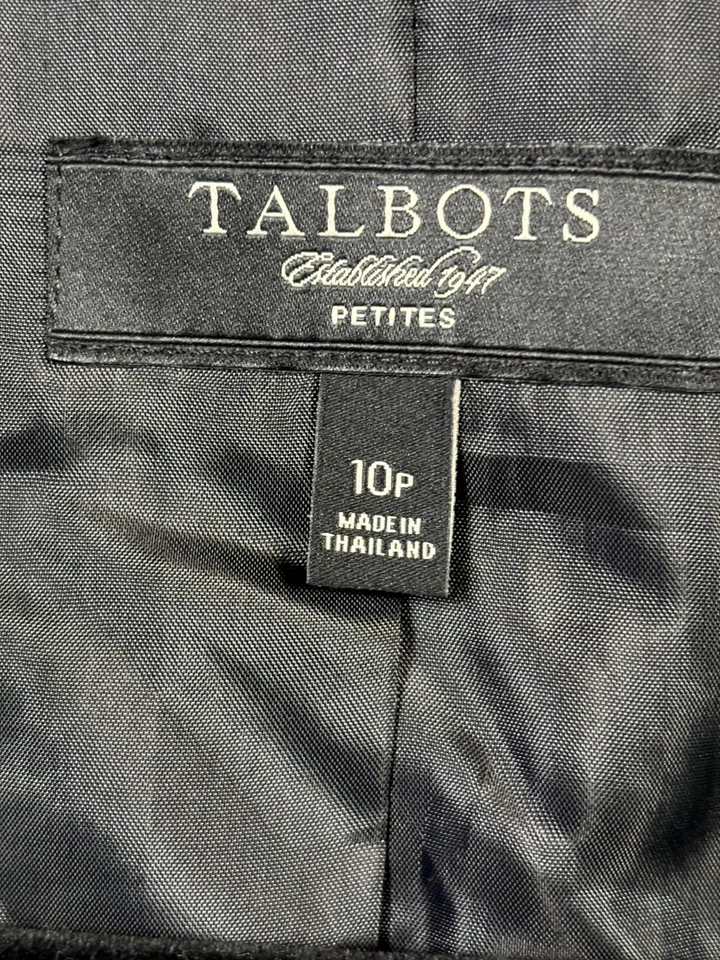 Talbots Blazer Jacket Womens Size 10P Gray Plaid Linen Blend 3/4 Sleeve Lined  - Image 3 of 4