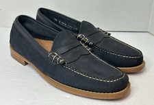 G.H. Bass Weejuns Larson Men's Navy Black Suede Penny Loafers Size 10 D