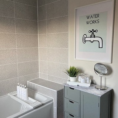 Wasserwerk Badezimmer lustiges Eigentum Handelsspiel Druck Wandbild Poster Druck