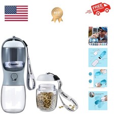 Dog Water Bottle with Food Container, Travel Puppy Water Bowl, Portable Pet D...