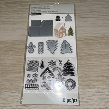 Recollections Christmas Clear Stamps  Dies Set 3D Cottage House Trees Snowman