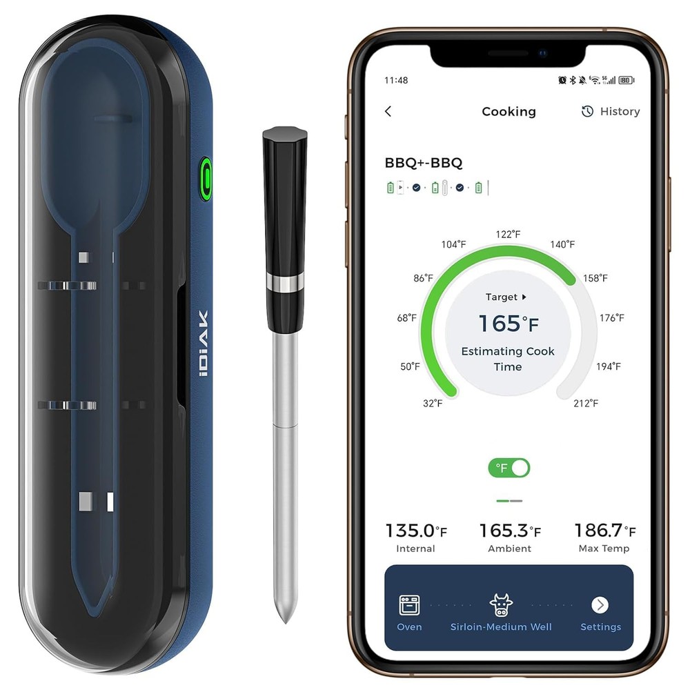 Wireless Meat Thermometer CP10 New Gen with 500FT Range for Grilling Smoking Black