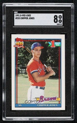 1991 O-Pee-Chee Chipper Jones #333 SGC 8 Rookie RC HOF